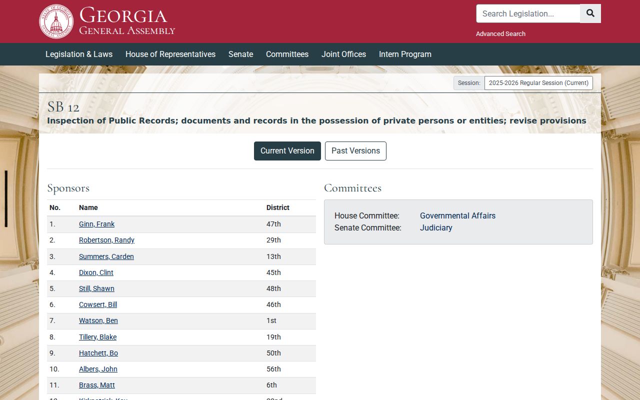 Henry County previous residents Georgia records legislation