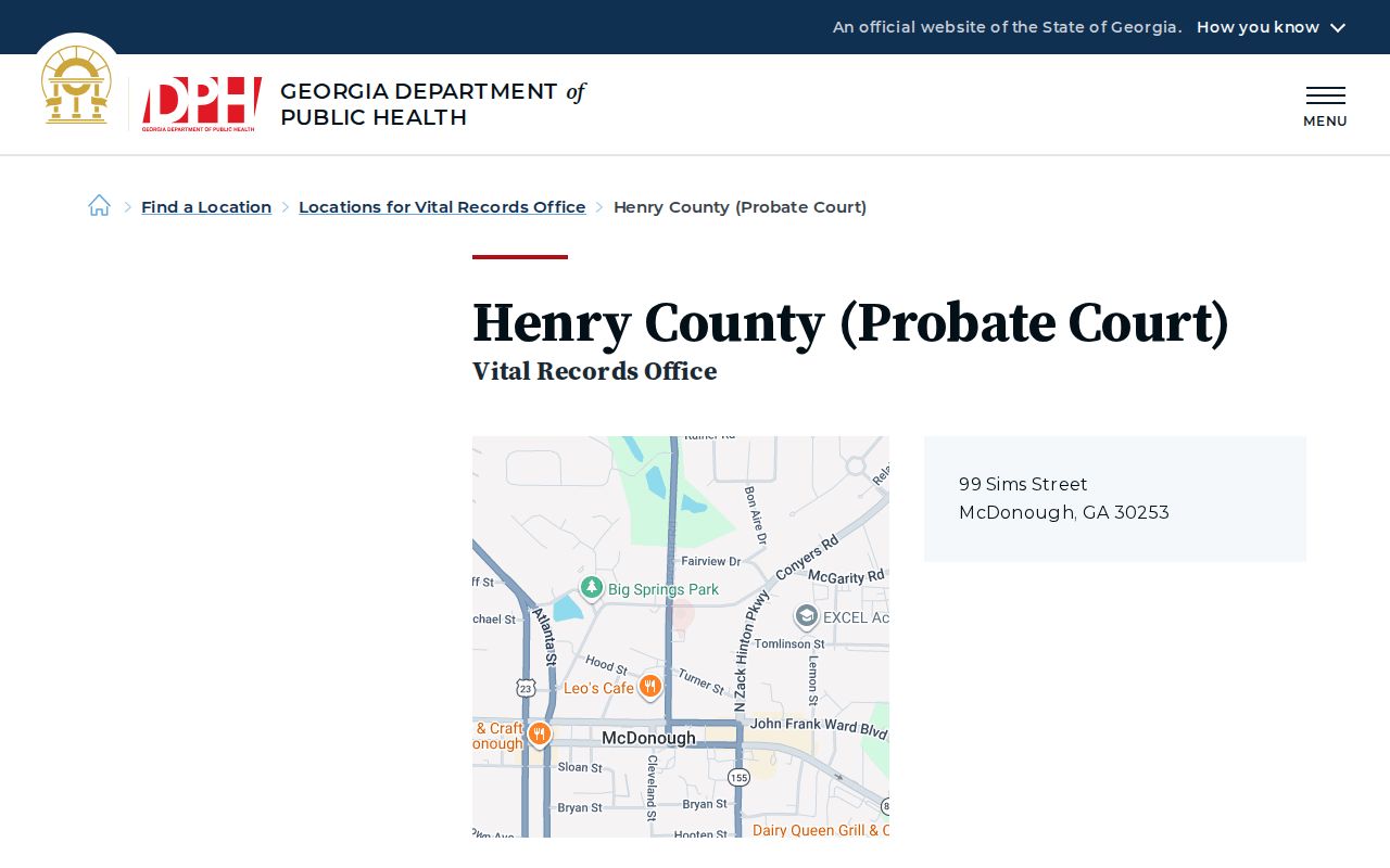 Henry County Probate Court vital office